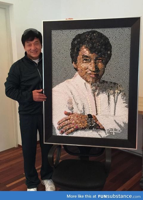 Jackie Chan just shared this on fb (Made out of 33,000 recycled buttons)