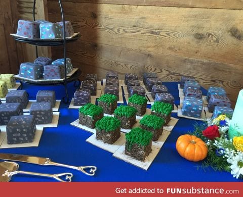 This wedding had Minecraft inspired cupcakes