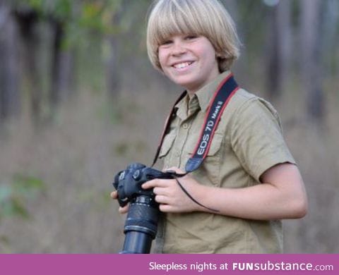 Bob Irwin (son of Steve Irwin) is beginning to shoot wildlife pictures