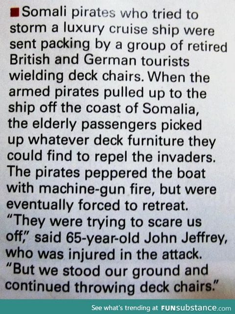 Old people 1 pirates 0