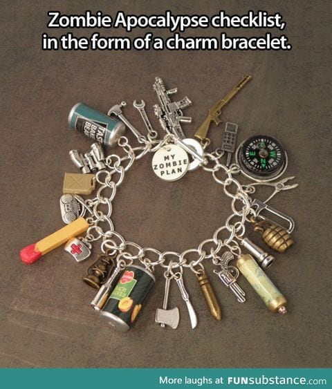 Zombie apocalypse checklist bracelet