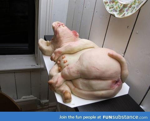 Pig cake. You know, it wasn't necessary to make every detail so realistic