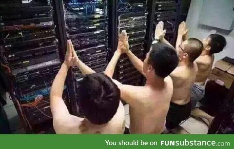 IT team before going on holiday