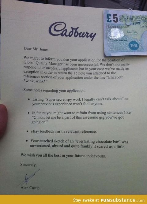 Rejection letter of the year