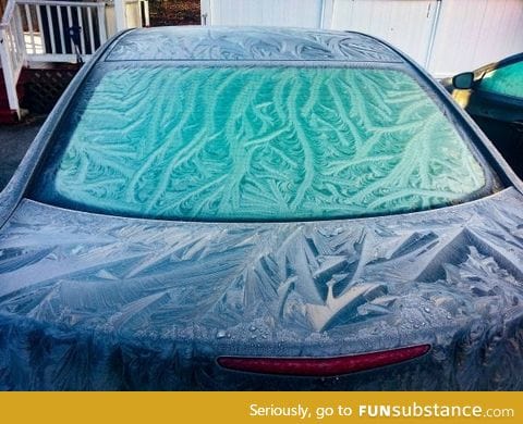 Frost pattern on a car