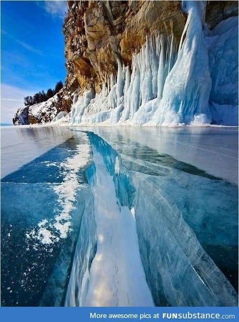 Baikal, crack in the ice