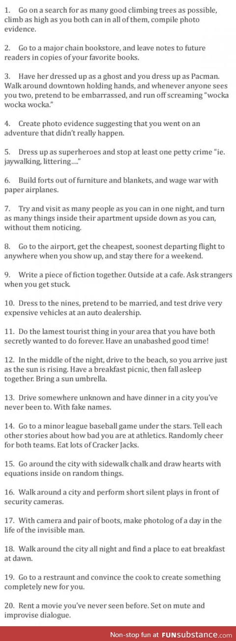 Cute date ideas to never actually get around to doing