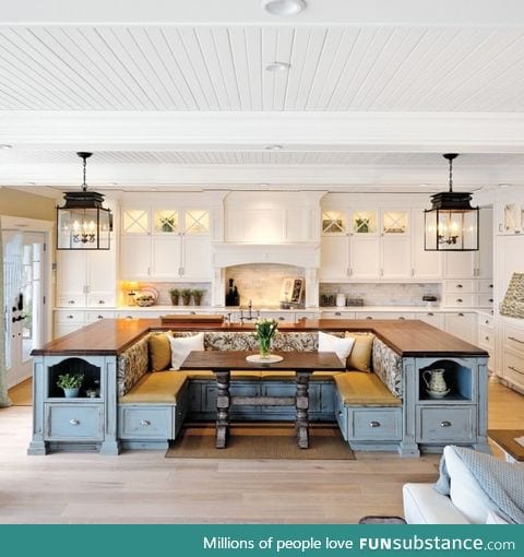 Kitchen island with built in seating