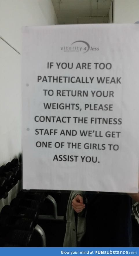 Absolutely savage note from the staff at a gym