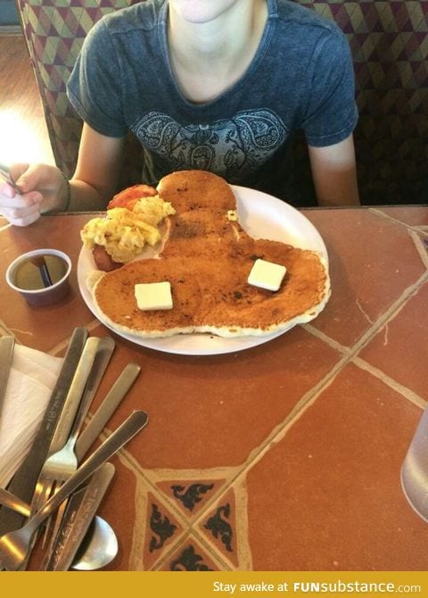 She ordered the "Mickey mouse pancake"