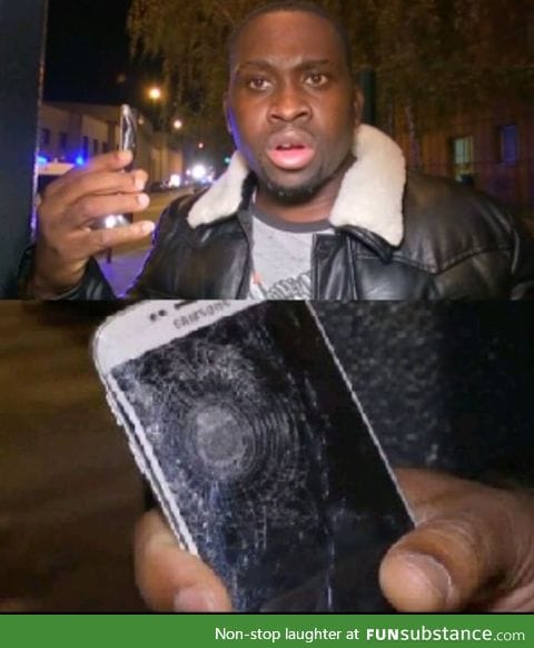 So this guy's phone just saved his life at the terrorist attack in Paris