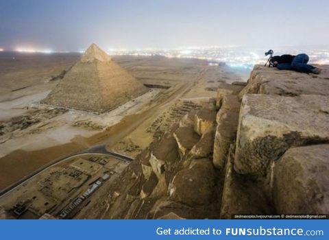 This picture is taken from pyramid in Egypt, it's very illegal so you may not see it