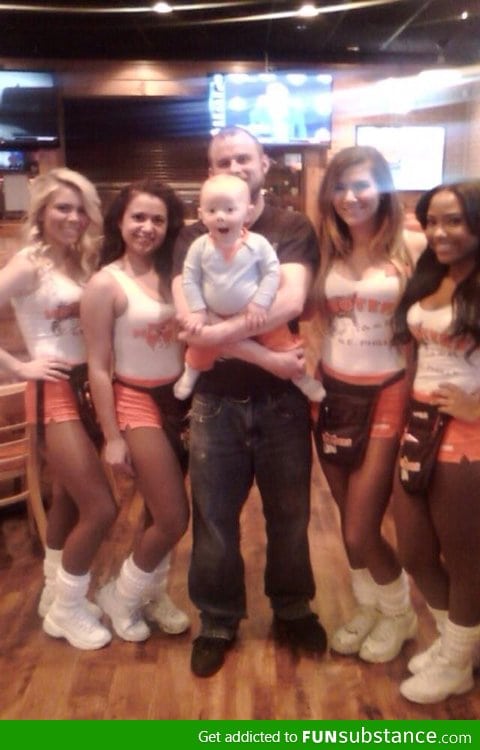 My son's first time at hooters