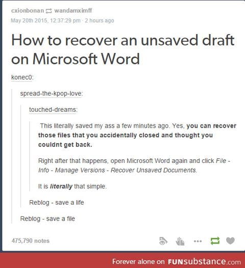 Recover unsaved Word documents