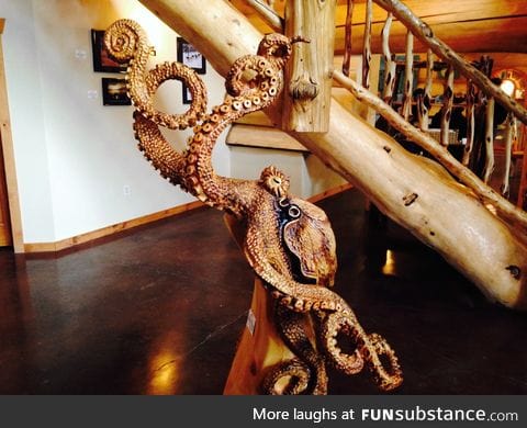 Carved wooden octopus