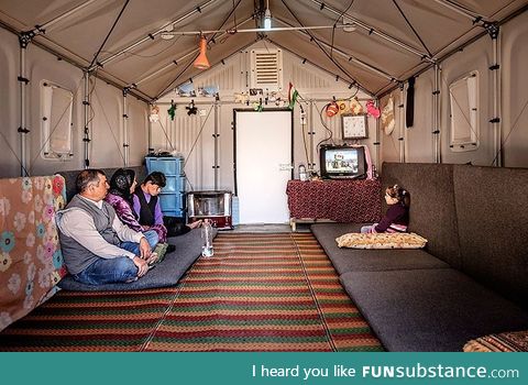 This is a new refugee shelter designed by Ikea