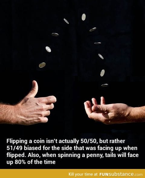 Flipping a coin isn't actually 50/50