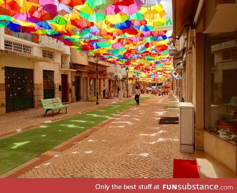 Umbrella decorated street