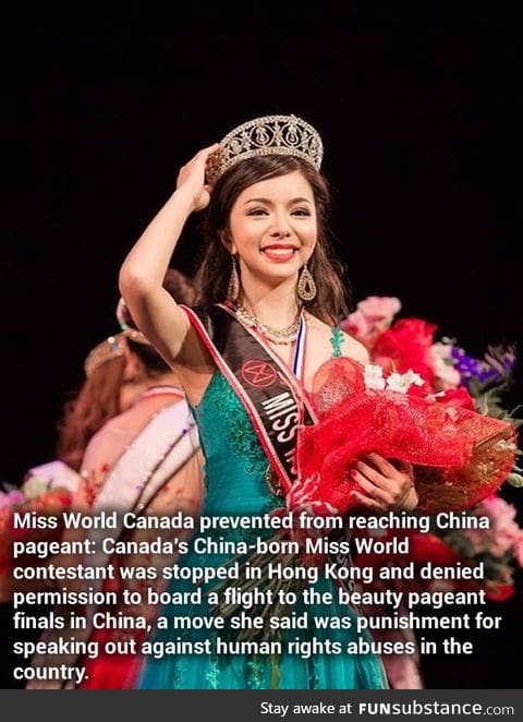 Miss World Canada prevented from reaching China pageant