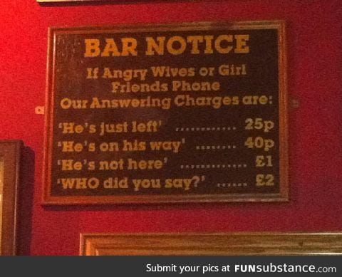 Important bar notice