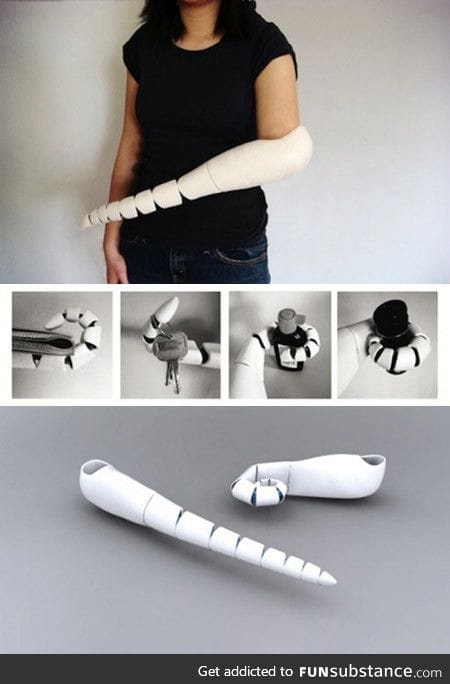 Tentacle prosthetic wraps and curls where hands used to twist and grab