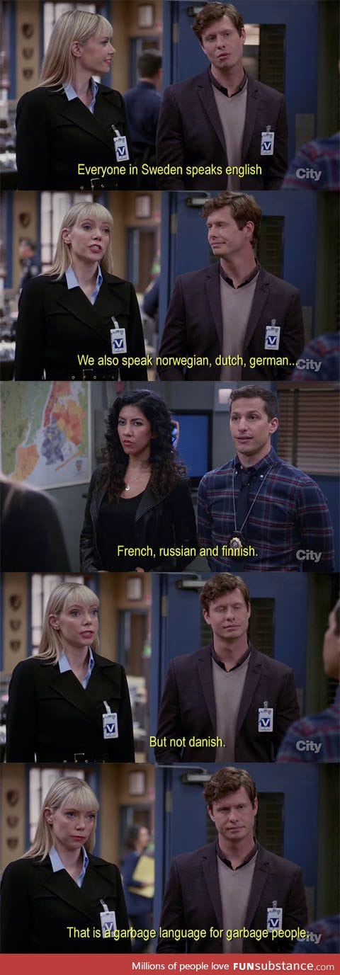 Swedish cops on Brooklyn Nine Nine telling it like it is