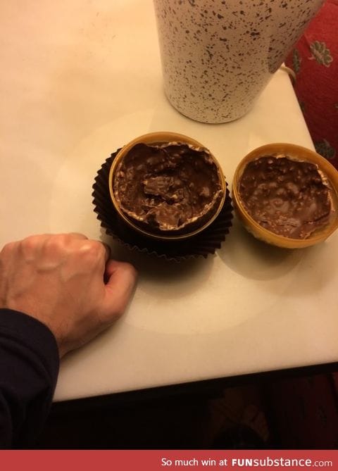 Opened the hand sized Ferrero Rocher and it really was hollow