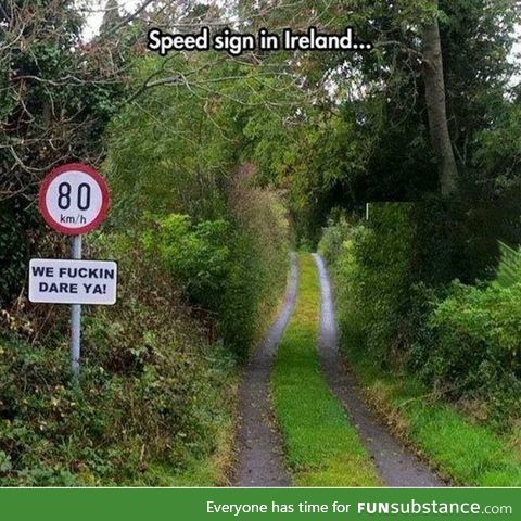 Irish speed sign
