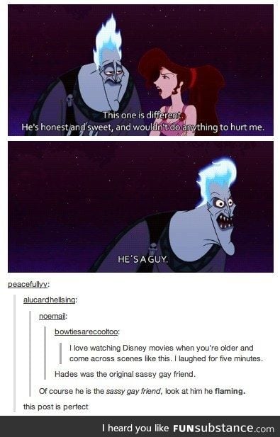 Hades being sassy gay friend.