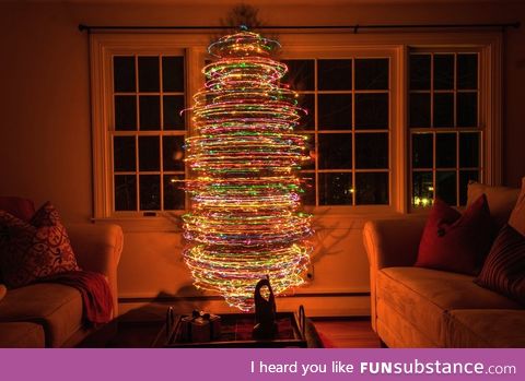 Long exposure of a rotating Christmas tree