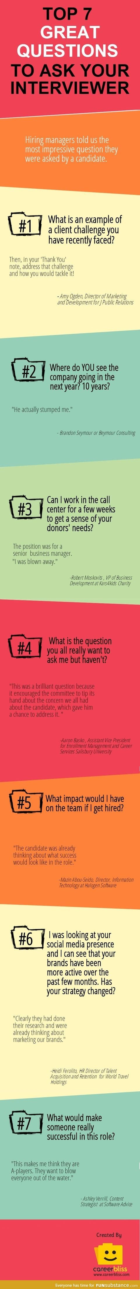 Great questions to ask your interviewer