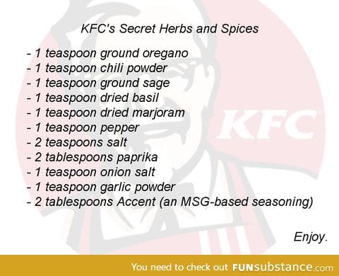 KFC's Secret Herbs And Spices, Enjoy