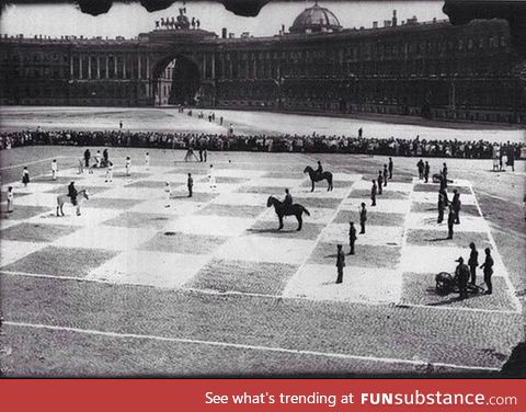 Human chess in 1924 at St. Petersburg, Russia