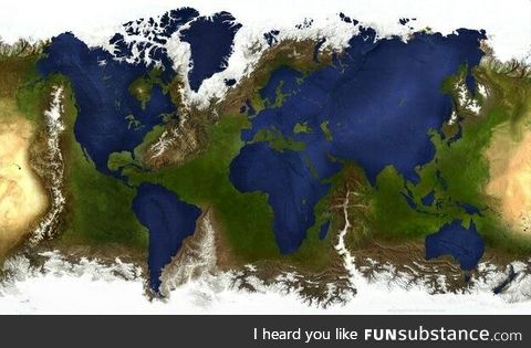 This is what the world would look like if the water and land masses were inverted