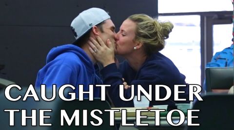 Prankster surprises people with mistletoe sprig and their reactions are adorable