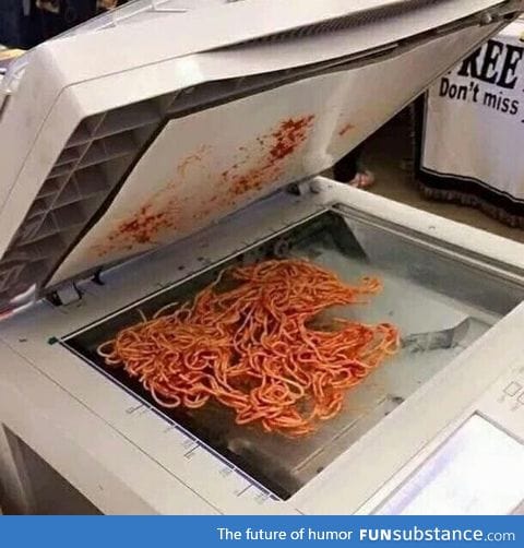 1998. This guy photocopied his spaghetti to show some  friends what he was eating
