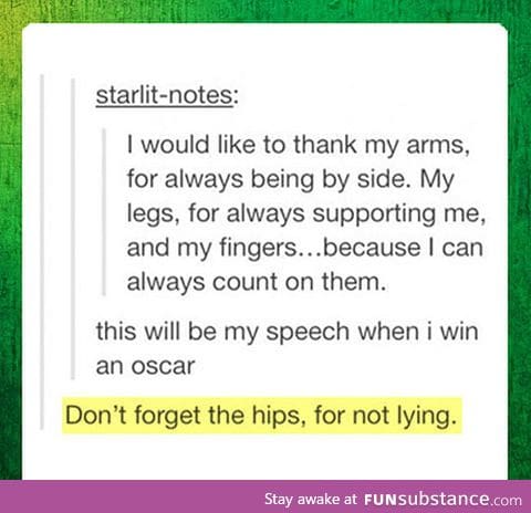 Thank you, body parts