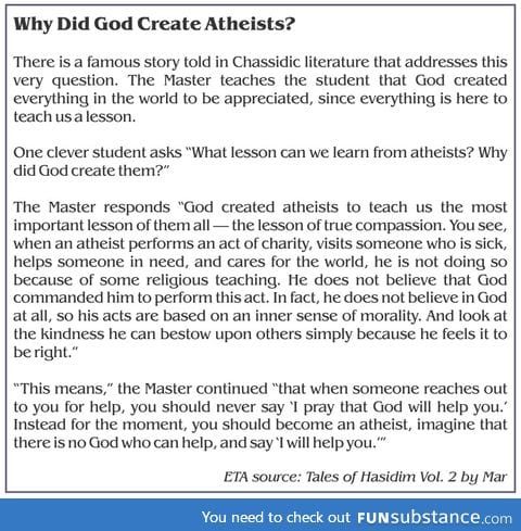 Why did God create atheists?