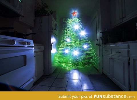 When you don't have a Christmas Tree, draw one with light
