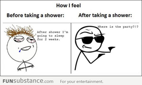 Before and after taking a shower