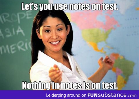 Lets you use notes on test