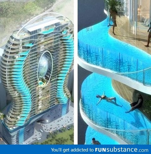 Zwembalkons in Mumbai, each room has its own pool