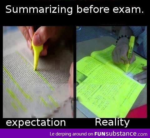 Summarizing before an exam