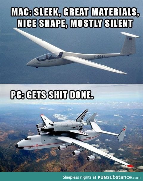 If Macs and PCs were airplanes.
