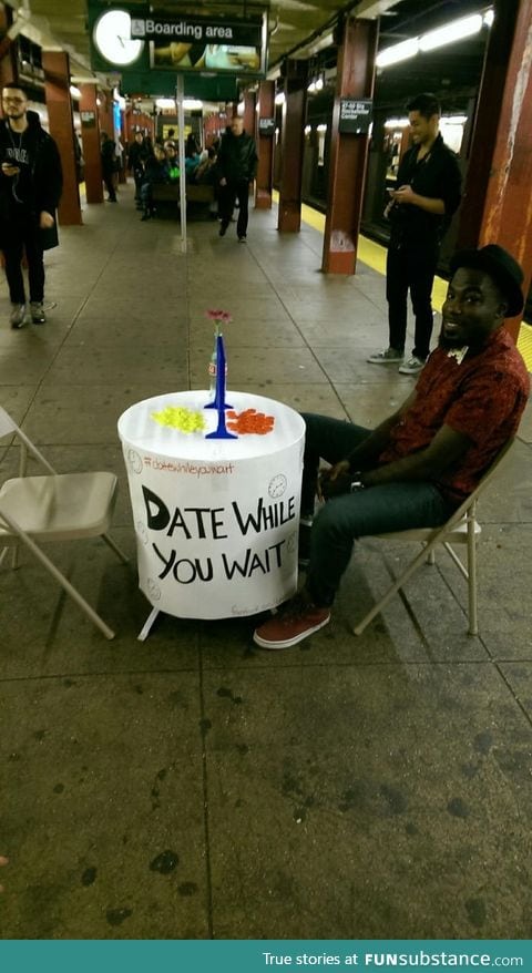 #datewhileyouwait. A guy on the New York subway