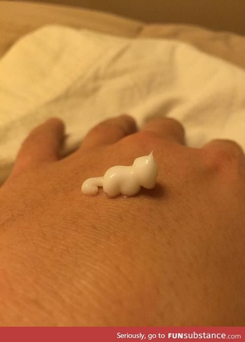 Lotion came out like a mini cat