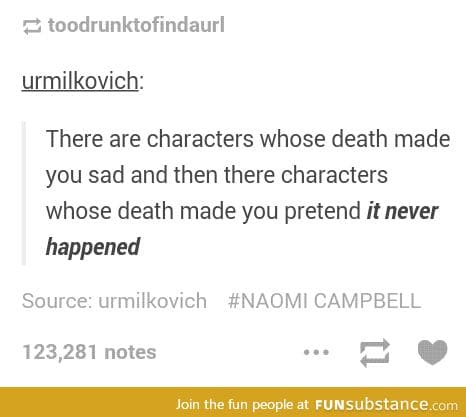 And then there's the character who gets revived as a f*cking vampire