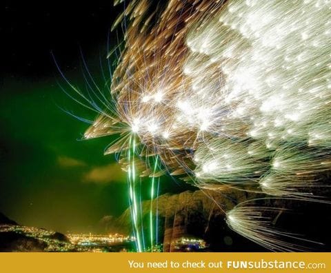 Fireworks on a windy night in Norway