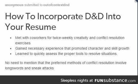 How to incorporate D&D into your resume