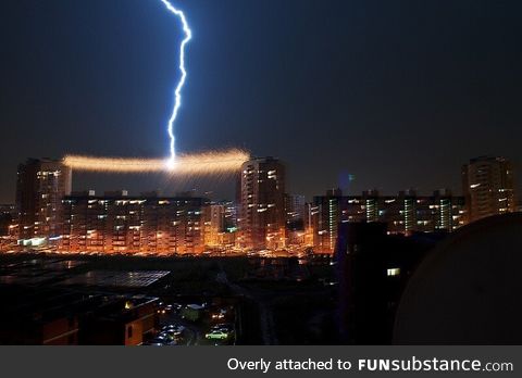 Lightning hitting power line